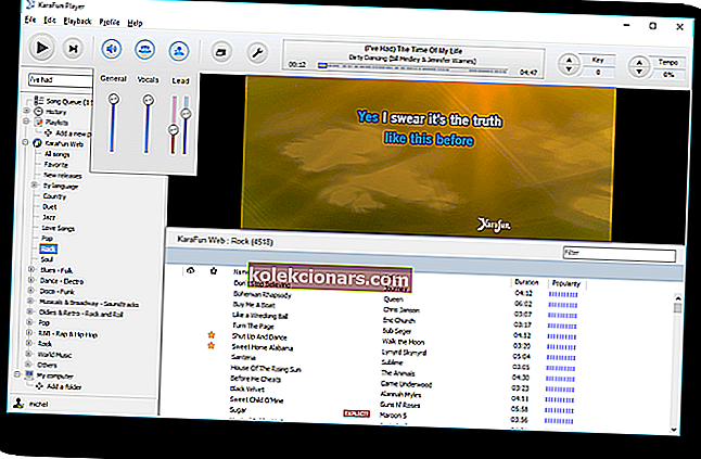 karafun grotuvo karaoke programinė įranga, skirta Windows kompiuteriui