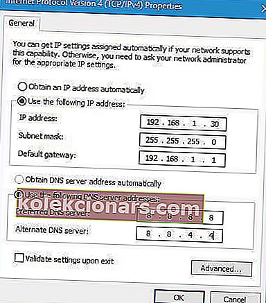 bruk følgende IP-adresse IP-konfigurasjonsfeil