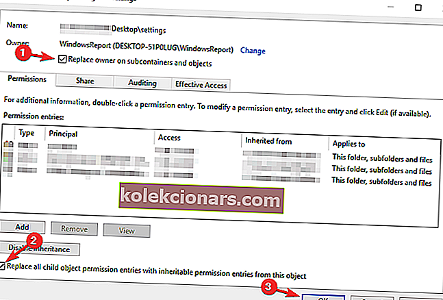 Složka Windows Access Denied administrator nahraďte všechny položky oprávnění