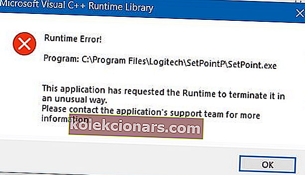 Chyba runtime SetPoint runtime logitech setpoint runtime error