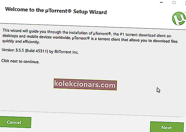 uTorrent Install Wizard eemaldab reklaamid utorrentist
