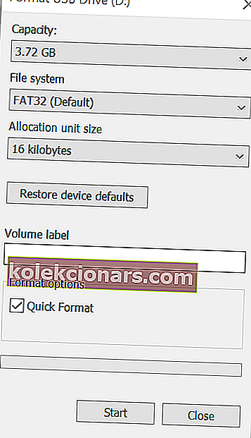 Formater USB-flashdrev - Start