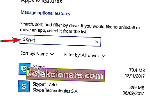 atinstalēt Skype Windows iestatījumus
