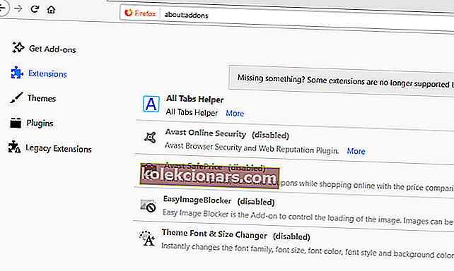 „Firefox“ priedų puslapio „Adobe“ turinys buvo užblokuotas 