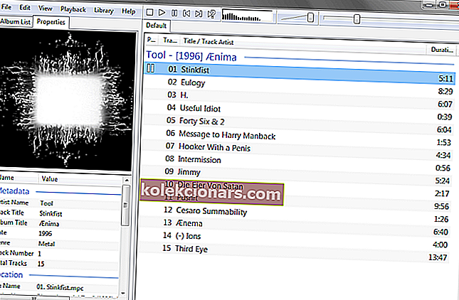 foobar Windows 7 mūzikas atskaņotājs