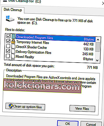 Vyčištění disku C výběr souborů - jednotka pro obnovení je plná