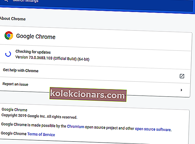 Chrome'i värskenduste kontrollimiseks ei saanud meediumit laadida ka seetõttu, et vormingut ei toetata