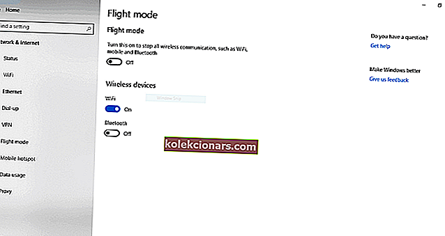 Vypněte režim Letadlo v systému Windows 10