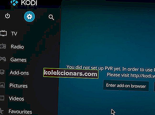 Kodi Player-indstillinger Gearikon