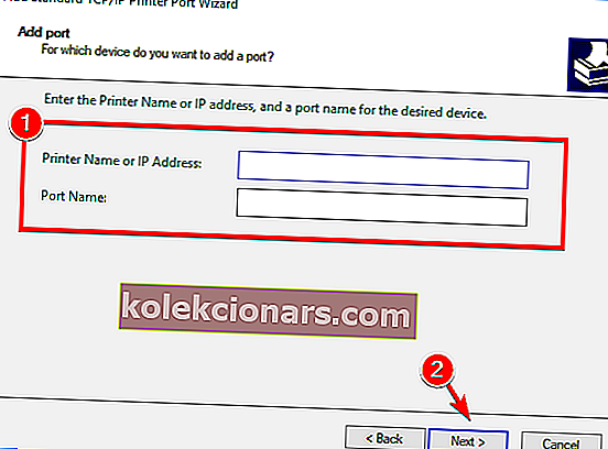 printernavn og portnavn tilføj port 