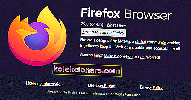 Επανεκκινήστε για να ενημερώσετε το κουμπί σφάλματος netflix του κουμπιού Firefox f7701-1003