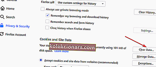 tyhjennä Firefox-tiedot