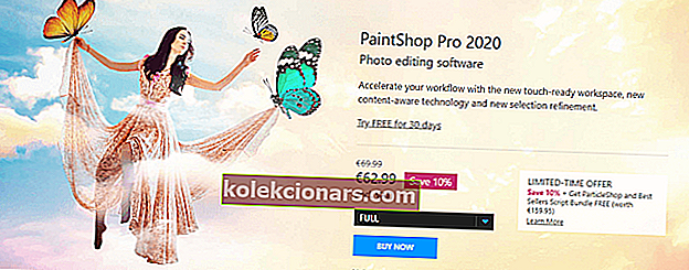 PaintShop Pro 2020 avaa .eps-tiedostot