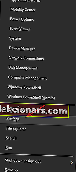 Nastavení z nabídky Win + X - hlavní panel zbarvený na Windows 10