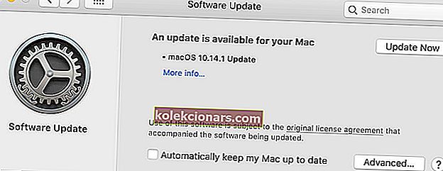 opdater nu macbook-skærmen flimrer
