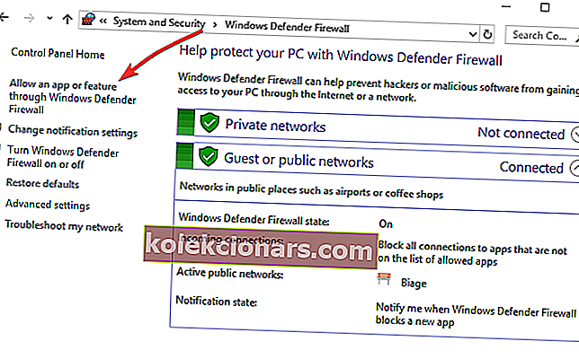 VPN užblokavo „Windows“ užkarda