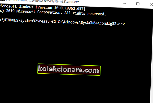 regsver32-komento 64-bittiselle Windows-virheelle comdlg32.ocx Windows 10