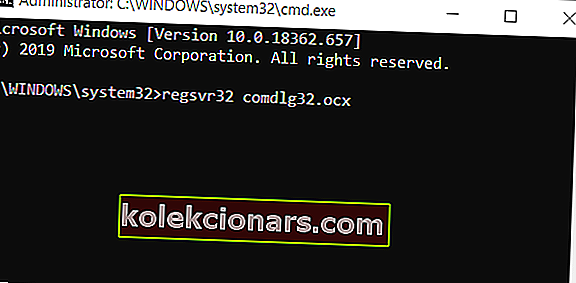 registreerige ocx käsu viga comdlg32.ocx Windows 10