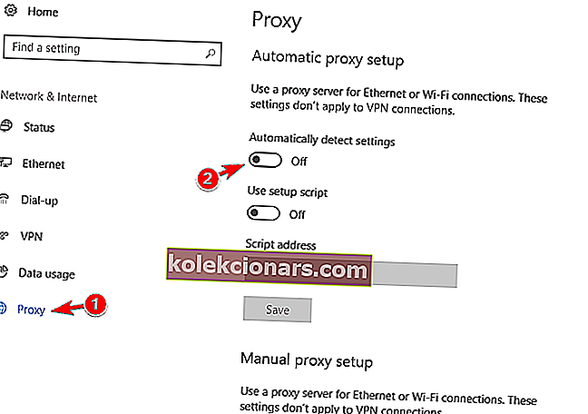 Windows 10 nedokáže detekovat nastavení serveru proxy