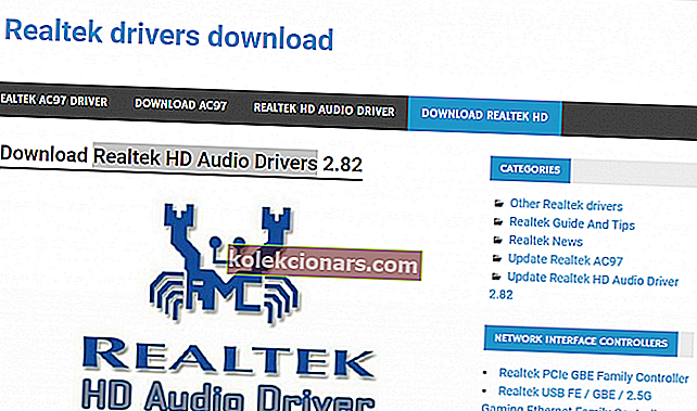  Realtek HD Audio Manager lapas trūkst