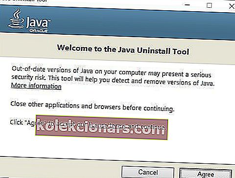 Rozhraní nástroje Java Uninstall Tool