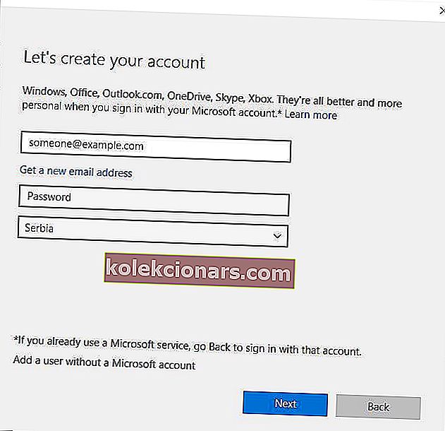 Windows-nøgle deaktiveret opret lokal konto