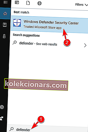 dostop do Windows Defender -
