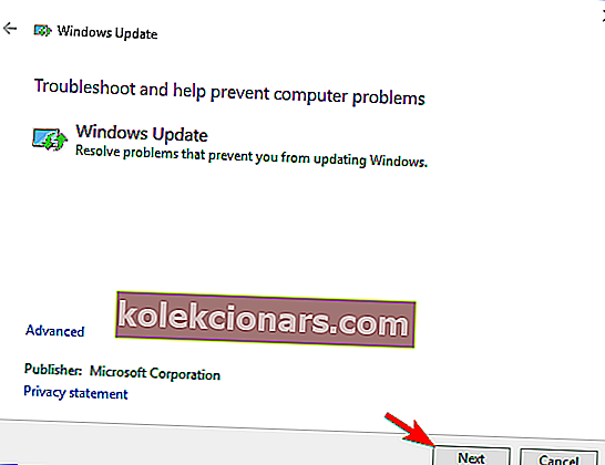 Služba aktualizace chyb databáze Windows Update nefunguje
