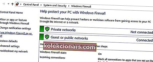 vypnout bránu firewall systému Windows