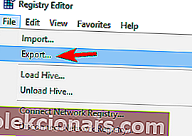 registr exportu souborů zakažte klíč Windows