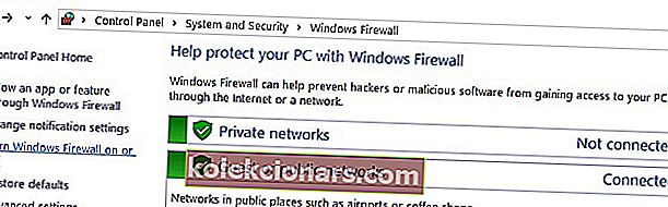 απενεργοποίηση απροσδόκητου σφάλματος σύναψης του τείχους προστασίας των Windows