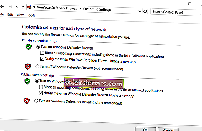 Windows Defender ugunsmūra opcijas nevar lejupielādēt ielāpu failus ffxiv
