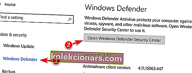 åbne windows defender sikkerhedscenter Msmpeng.exe overdreven brug af disk