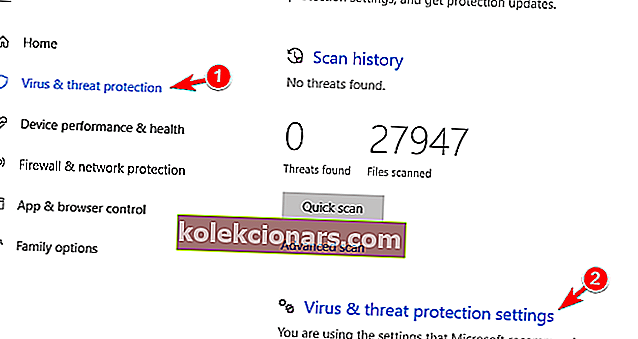 nastavení ochrany před viry a hrozbami Msmpeng.exe zaznamenal problém