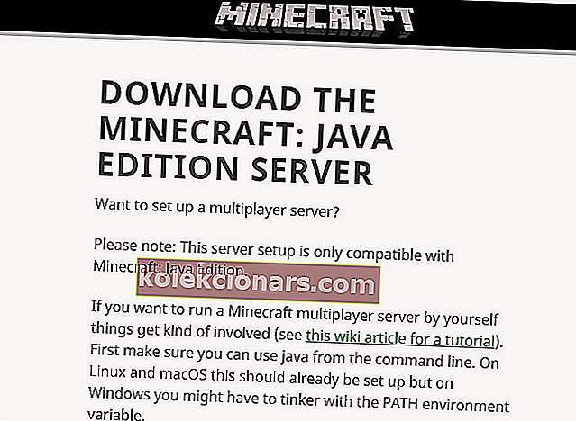Strežnik Minecraft ne deluje