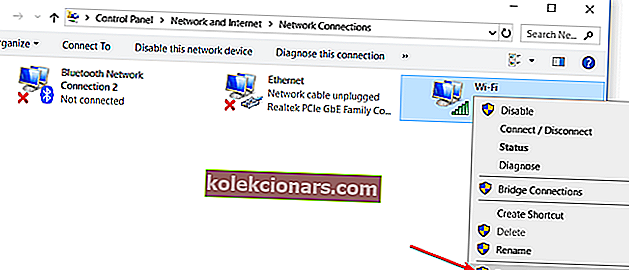 Interneti-omadused DNS-server ei reageeri wifi-le