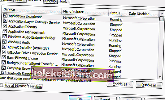 „msconfig“ paslaugų „Windows 10“