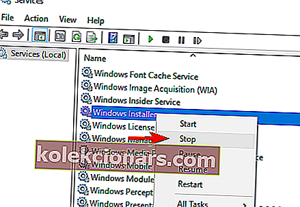 restartujte službu Instalační služba Windows Installer