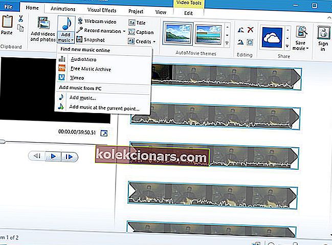 Windows Movie Maker musikpanel, hvordan man installerer Windows Movie Maker