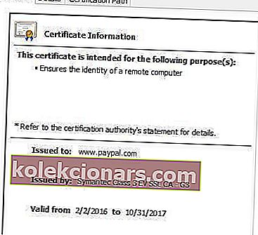 informace o certifikátu