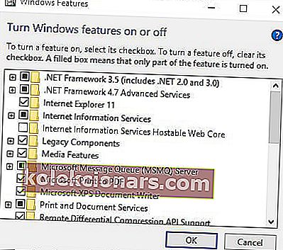 Windows Features window Πληροφορίες άλμπουμ του Windows Media Player
