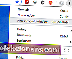 inkognito logā nav attēla ikonas