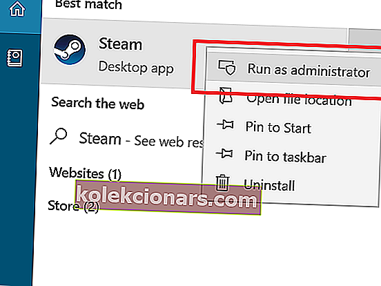 „Steam Run“ kaip administratorius