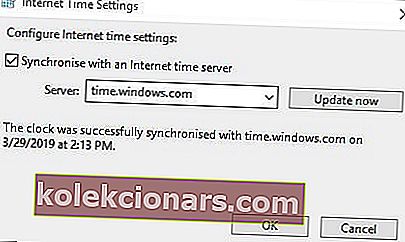 synkroniser med problemer med download af en internet-tidsserver