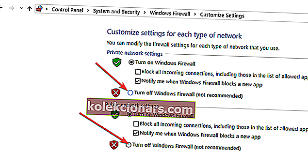 Vypněte bránu firewall systému Windows