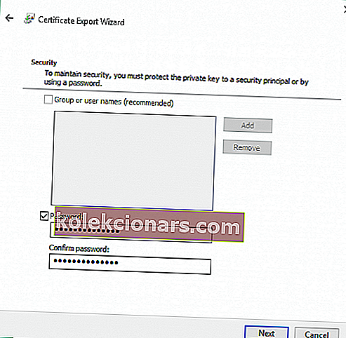 Windows 10 Průvodce exportem certifikátu 5