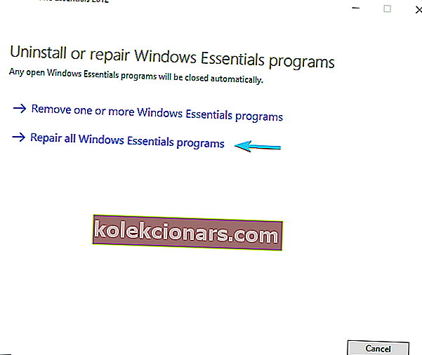 reparere alle Windows Live Mail fungerer ikke