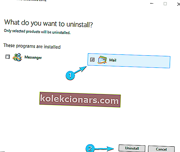 odinstalovat poštu Windows Live Mail nefunguje
