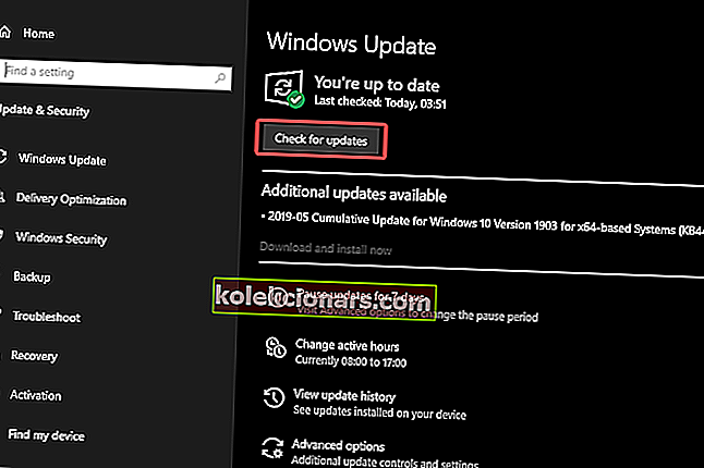 zkontrolujte aktualizace systému Windows podle pokynů v odkazované paměti Windows 10
