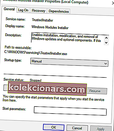 Pakalpojumu logs, kas ir uzticams instalētājs Windows 10